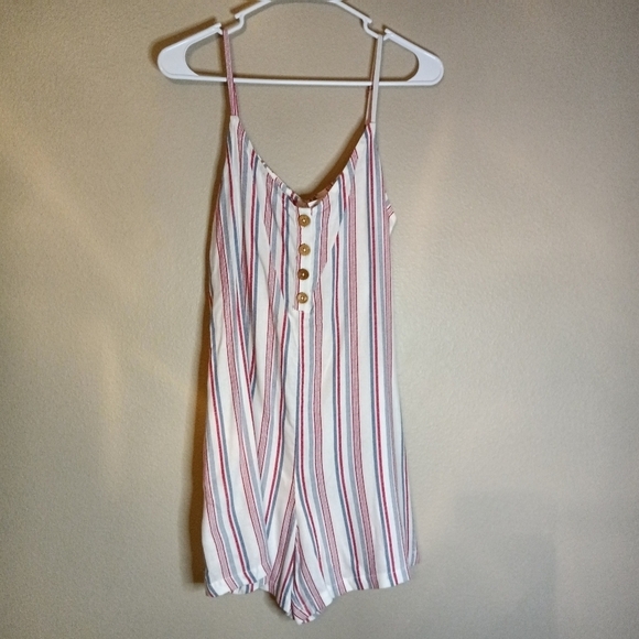 ROXY Coconut Sunshine Stripe Romper Adjustable Straps Lightweight Size M… - Picture 1 of 16